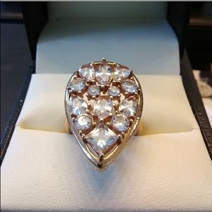 Genuine Crystal Ring solid Stainless 14K rose gold